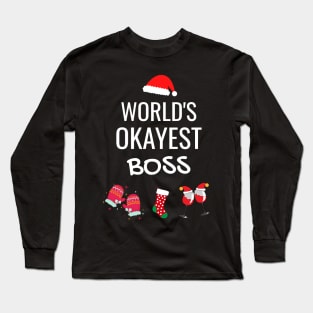 World's Okayest Boss Funny Tees, Funny Christmas Gifts Ideas for Boss Long Sleeve T-Shirt